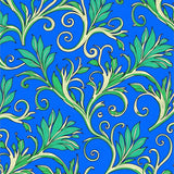 Boho Wave Garden with Whimsical Floral and Leaf Swirls (Blue)