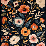 Luxurious Floral Accents in Dark(Black)