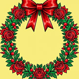 Jubilant Wreath Tapestry With Decorative Ribbon Swirls(Red)