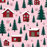 Cabin Pine Tree Landscape(Pink)