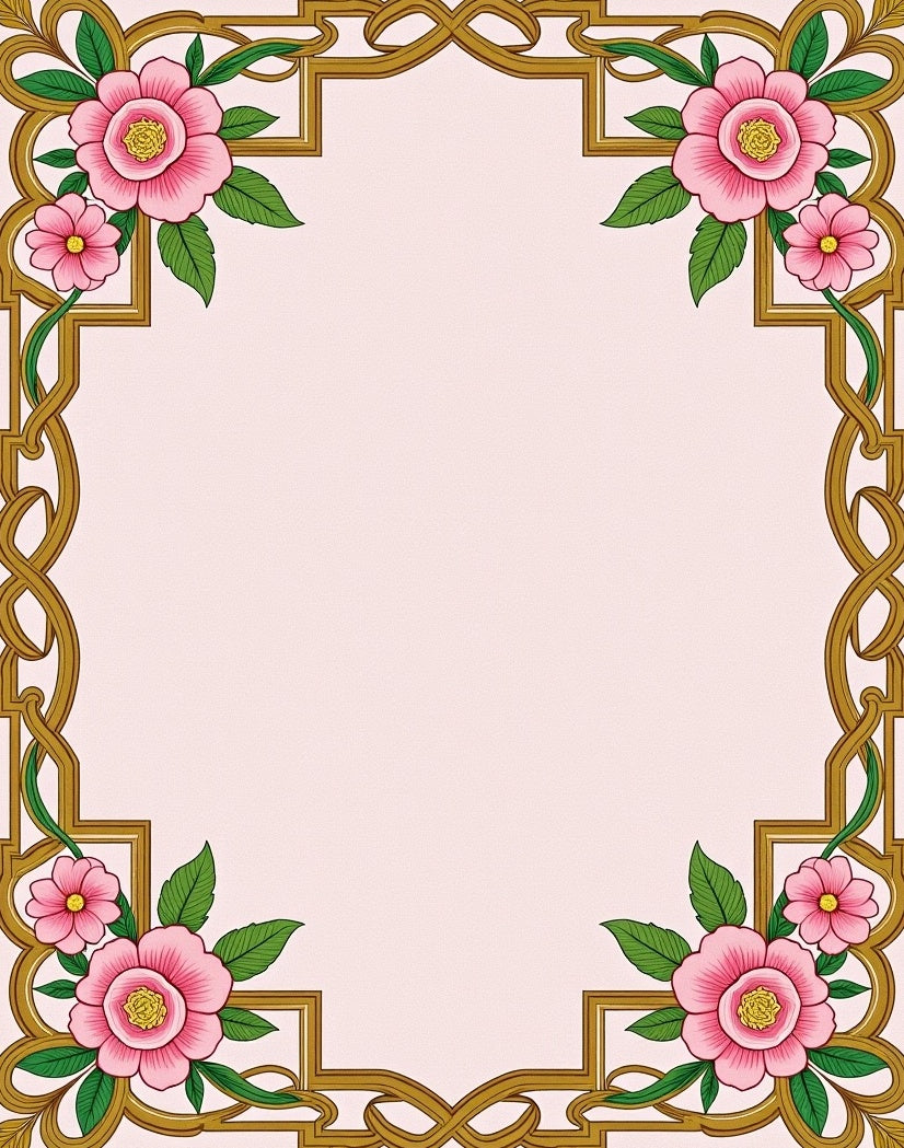 Chinoiserie Peony Bouquet With Interlocking Lattice Accents (Gold) - ODIKA