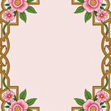 Chinoiserie Peony Bouquet With Interlocking Lattice Accents (Gold) - ODIKA