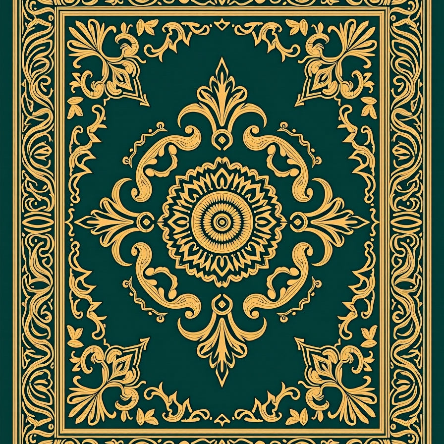 Forest Medallion Design with Symmetrical Flourishes (Green) - ODIKA