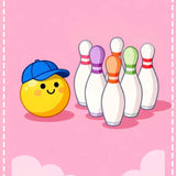 Cartoon Smiling Bowling Ball Pins Motif(Pink)