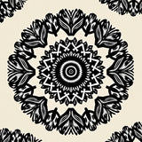 Abstract Floral Burst with Stylized Petals and Radiating Symmetry(Black)