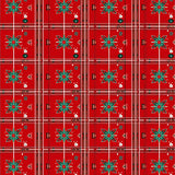 Winter Starburst Interlocking Plaid with Festive Botanical Flourish(Red)