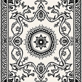Andalusian Trellis Medallion with Distressed Boho Accents(Black)