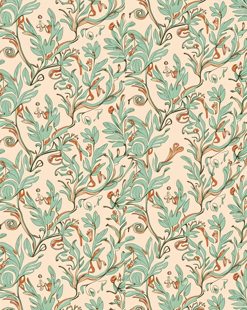 Faded Paisley Garden with Cascading Petal (Ivory) - ODIKA