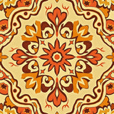 Autumnal Floral Medallion With Interlocking Leaf Motifs(Orange)