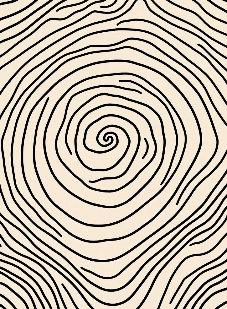 Modern Abstract Ripple with Concentric Flowing Motifs (Beige) - ODIKA