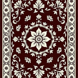 Vintage Inspired Floral Medallion with Detailed Botanical Motifs (Brown)