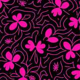 Abstract Floral Silhouettes Interwoven with Fine Curved Lines(Black)