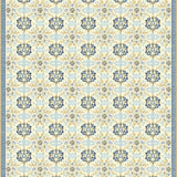 Tranquil Garden Mosaic with Beige and Light Blue Interlaced Petal Design(Beige)