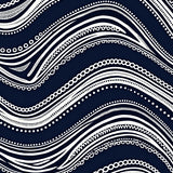 Abstract Waves and Dots with Interlocking Motifs(Blue)