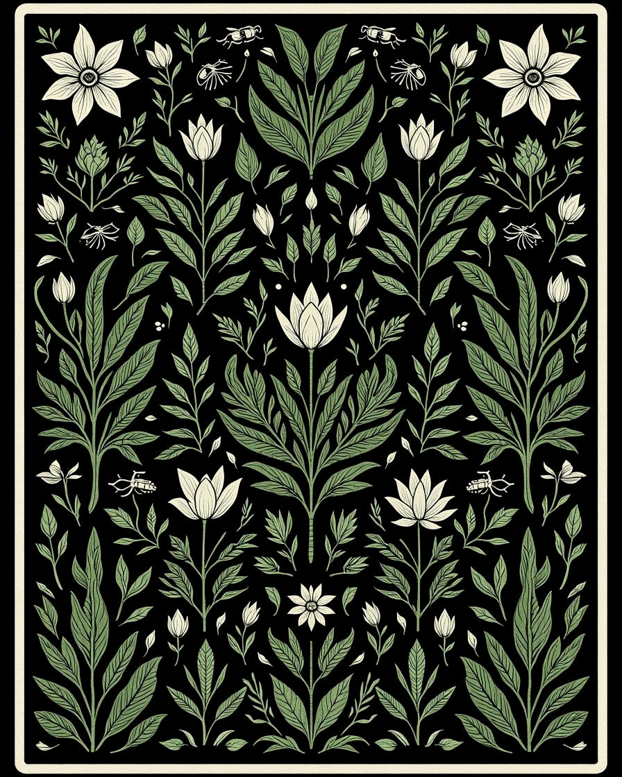 Enchanted Botanical Garden Vintage Floral (Black) - ODIKA