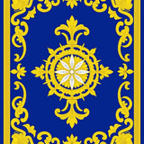Ornate Floral Medallion Motif with Curved Scrollwork Details(Blue)