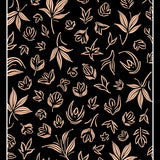 Midnight Garden Abstract Botanica with Whimsical Leaf Flourish(Black)