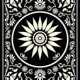 Sunburst Vintage Blossom Artistic Flourish Motif (Black) - ODIKA