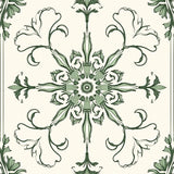 Elegant Botanical Farmhouse Medallion Tapestry (Green)