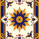 Sunburst Medallion Mosaic with Art Flourish Accents(Yellow)