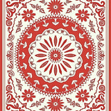 Vintage Floral Medallion with Classic Botanical Embellishments(Red)