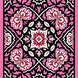 Peony Lattice with Decorative Leaf Embellishments(Black)