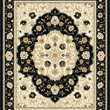 Vintage Inspired Beige and Black Floral Medallion(Beige)