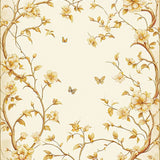 Artistic Beige Ivory Oval with Stylized Floral and Vine Motif(Beige)