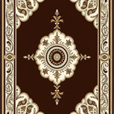 Vintage Medallion Accent with Intricate Border Design(Brown)