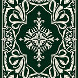 Artisan Inspired Damask Motif with Refined Leaf and Vine (Green)