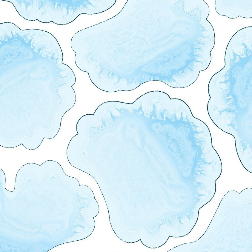 Whimsical Cloudburst with Swirling Abstract Motifs (Blue) - ODIKA