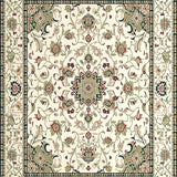 Beige and Sage Green Area with Classic Boho Floral Layout(Beige)