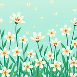 Blooming Meadow Artistic Verdant Design Featuring Natural Motifs(Green)