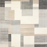 Contemporary Geometric Area Beige Grey Intersecting Shapes(Beige)