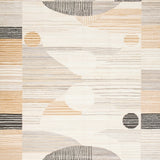 Earthy Round Jute Featuring Layered Chevron and Spiral Boho(Beige)