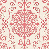 Abstract Ornamental Motif with Swirling Filigree and Gentle Weathered Effects(Pink)