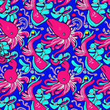 Hawaiian Reef Life Mythical Creatures Mosaic Design(Pink)