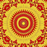 Kaleidoscope Flower Burst with Radiating Petal Design (Red) - ODIKA