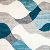 Contemporary Geometric Waves with Gray Light Blue and Cream Accents(Gray)