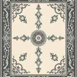 Classic Medallion Motif Surrounded By Intricate Scrollwork Border (Beige)