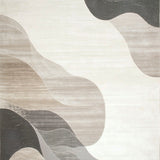 Abstract Waves Modern Area Beige Grey(Beige)