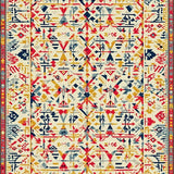 Artistic Boho Area with Rich Beige and Colorful Geometric Elements(Yellow)