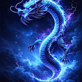 Vibrant Cosmic Dragon Imagery(Blue)
