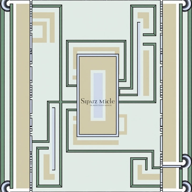 Art Maze Motif with Elegant Framed Edges (Beige) - ODIKA