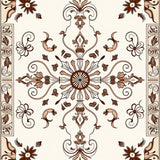 Boho Chic with Delicate Floral Swirls and Medallion Accents (Ivory)