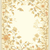 Sophisticated Ornamental Botanical Print in Warm Cream and Beige(Beige)
