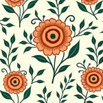 Vintage Botanical Scroll with Central Rosette Design (Ivory) - ODIKA