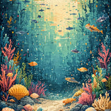 CDIWIDH Ocean Theme with Character Sharks(Blue)