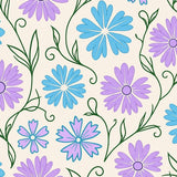 Whimsical Winter Blossom Motif with Stylized Snowflake(Purple)