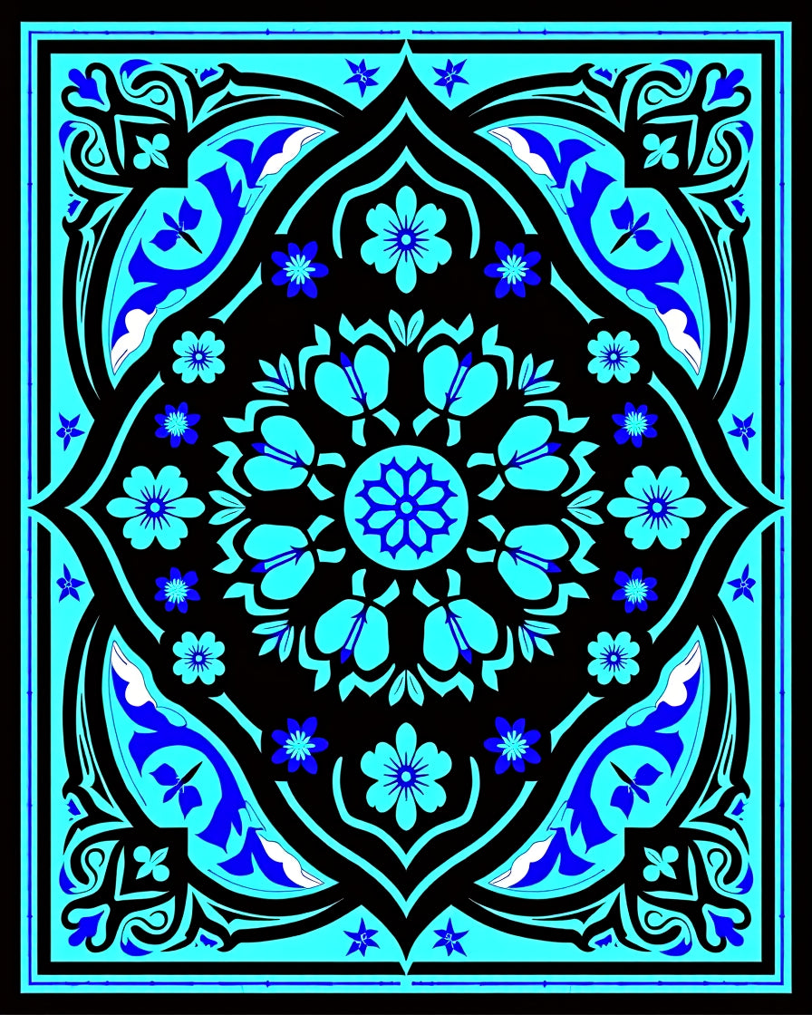 Vintage Blossom Medallion Artisan Handwoven Accent (Black) - ODIKA